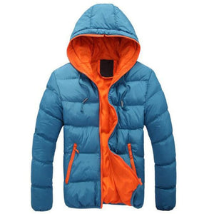 jacket coat Men Color Block Zipper Hooded Cotton Padded Coat Slim Fits Thicken Outwear Jacket