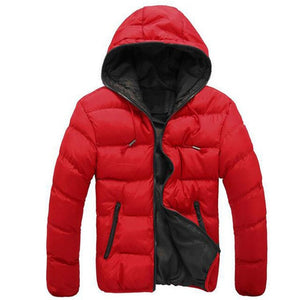 jacket coat Men Color Block Zipper Hooded Cotton Padded Coat Slim Fits Thicken Outwear Jacket