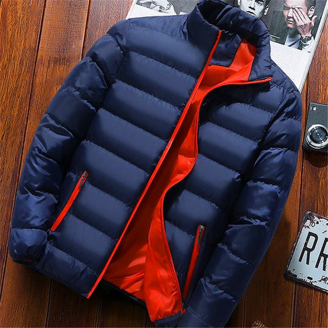 2019 Men Casual Hooded Parka  Printed Winter Men Fashion Patchwork Cotton Slim Fit Coat Thick Warm Homme's Zipper Jacket