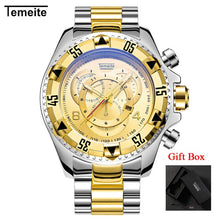 Load image into Gallery viewer, Dropshipping Temeite Men&#39;s watches Luxury Gold Watch Men Big Dial Quartz Watch Business Wristwatch Waterproof Relogio Masculino