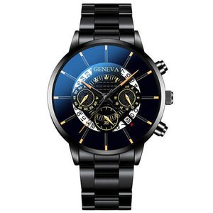 2020 Fashion Mens Watch Quartz Classic Black Wristwatch Steel Belt Luxury Calendar Business Watch Herren Uhren Gifts for Men