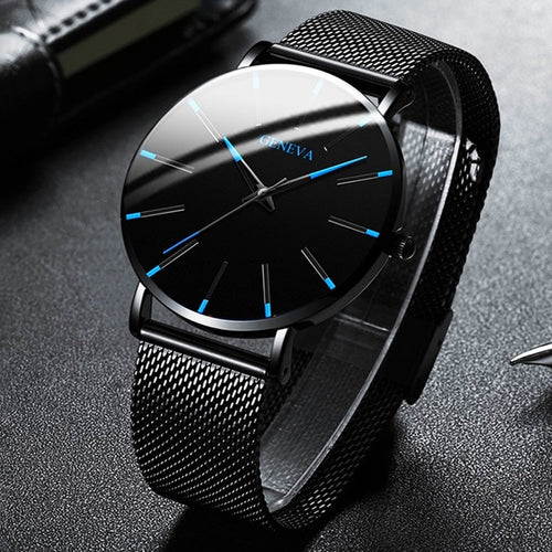 2020 moda masculina minimalista ultra fino relógios simples negócios aço inoxidável malha cinto relógio de quartzo relogio masculino