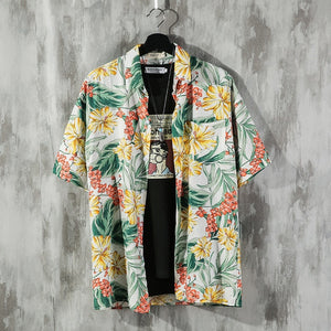 2019 Summer New Hawaii Original Tiled Beach Casual Couple Flower Shirt Travel Vacation Beach Sunscreen Shirt