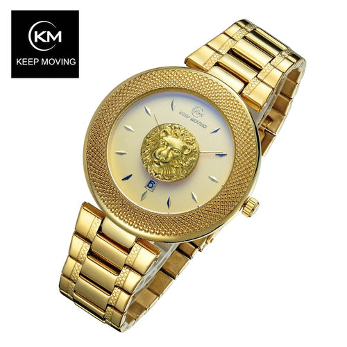 Lion head watch woman rose gold watch KEEP MOVING women top famous Brand Luxury Casual Quartz Watch relogio feminino