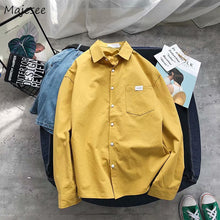 Load image into Gallery viewer, Shirts Men Solid Simple Long Sleeve All Match Chic Thin Mens Korean Style Daily Turn-down Collar Single Breasted Pocket Shirt