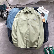 Load image into Gallery viewer, Shirts Men Solid Simple Long Sleeve All Match Chic Thin Mens Korean Style Daily Turn-down Collar Single Breasted Pocket Shirt
