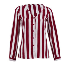 Load image into Gallery viewer, Womens Shorts Striped Printed Long Sleeve Shirts 2019 Hot Selling V Neck Female Spring Autumn Fashion Street Casual Clothes New