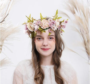 Flower Girl Crown Wedding Boho Headpiece Headband Hair Wreath