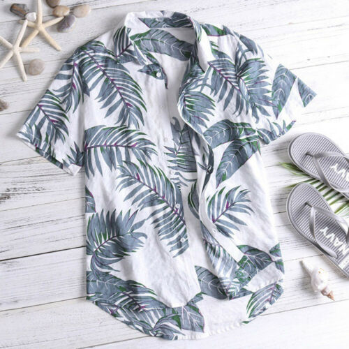US Men's Hawaiian Shirt Summer Floral Print Beach Short Sleeve Casual Luau Shirt Tops Holiday Shirts Tops