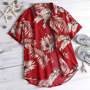 US Men's Hawaiian Shirt Summer Floral Print Beach Short Sleeve Casual Luau Shirt Tops Holiday Shirts Tops
