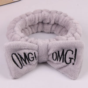 2019 New OMG Letter Coral Fleece Wash Face Bow Hairbands For Women Girls Headbands Headwear Hair Bands Turban Hair Accessories