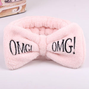 2019 New OMG Letter Coral Fleece Wash Face Bow Hairbands For Women Girls Headbands Headwear Hair Bands Turban Hair Accessories