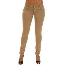 Load image into Gallery viewer, Women Solid Stretch Pencil Pants Ladies Casual Slim Low Waist Skinny Leggings Push Up Elastic Long Trousers