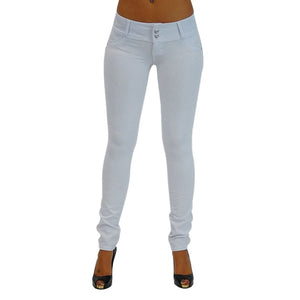 Women Solid Stretch Pencil Pants Ladies Casual Slim Low Waist Skinny Leggings Push Up Elastic Long Trousers