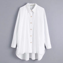 Load image into Gallery viewer, women solid color pearl buttons casual smock blouse shirts women long sleeve loose blusas elegant white femininas tops LS4232