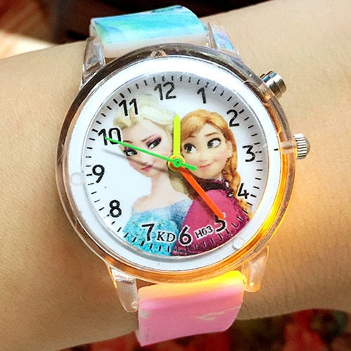 Princess Elsa Kids Watches Spiderman Colorful Light Source Boys Children Watch Girls Kids Party Gift Clock Relogio Feminino
