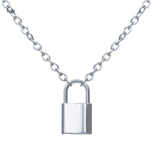 Load image into Gallery viewer, Punk Stainless Steel Silver Color Lock Pendant Necklaces New link Chain lock Necklaces collar Femme Women Gothic Jewelry