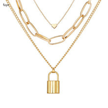 Load image into Gallery viewer, Punk Stainless Steel Silver Color Lock Pendant Necklaces New link Chain lock Necklaces collar Femme Women Gothic Jewelry