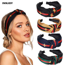 Load image into Gallery viewer, Women Bee Stripe Wide Knotted Hairband For Girls Hoop Bow Headband Female Hair Band Honey Brand Hair Accessories Hair hoop