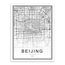 Load image into Gallery viewer, Black White Custom World City Map Paris London New York Posters Nordic Living Room Wall Art Pictures Home Decor Canvas Paintings