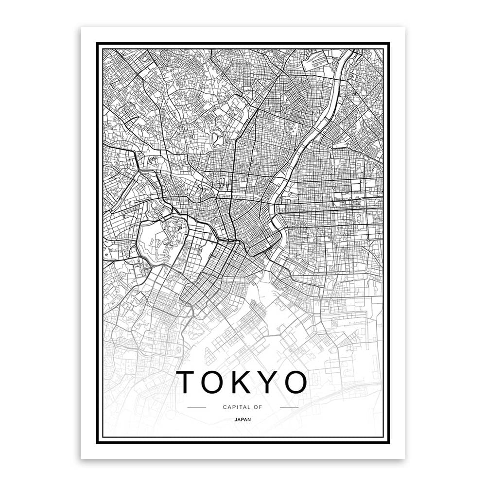 Black White Custom World City Map Paris London New York Posters Nordic Living Room Wall Art Pictures Home Decor Canvas Paintings