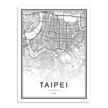 Load image into Gallery viewer, Black White Custom World City Map Paris London New York Posters Nordic Living Room Wall Art Pictures Home Decor Canvas Paintings