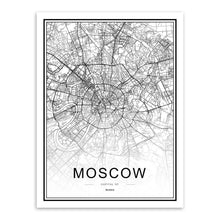 Load image into Gallery viewer, Black White Custom World City Map Paris London New York Posters Nordic Living Room Wall Art Pictures Home Decor Canvas Paintings
