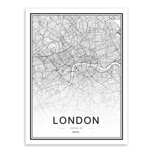 Load image into Gallery viewer, Black White Custom World City Map Paris London New York Posters Nordic Living Room Wall Art Pictures Home Decor Canvas Paintings