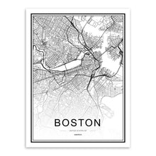 Load image into Gallery viewer, Black White Custom World City Map Paris London New York Posters Nordic Living Room Wall Art Pictures Home Decor Canvas Paintings
