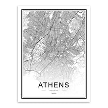 Load image into Gallery viewer, Black White Custom World City Map Paris London New York Posters Nordic Living Room Wall Art Pictures Home Decor Canvas Paintings