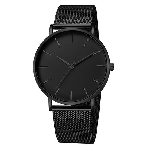 Montre de luxe hommes maille Ultra-mince acier inoxydable noir Bracelet montres homme montre horloge reloj hombre relogio masculino