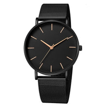 Load image into Gallery viewer, Montre de luxe hommes maille Ultra-mince acier inoxydable noir Bracelet montres homme montre horloge reloj hombre relogio masculino
