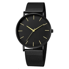 Load image into Gallery viewer, Montre de luxe hommes maille Ultra-mince acier inoxydable noir Bracelet montres homme montre horloge reloj hombre relogio masculino