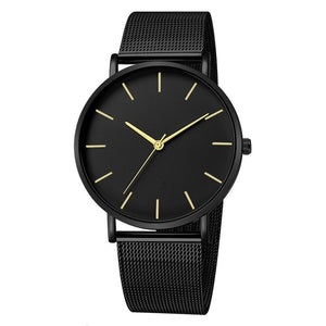 Montre de luxe hommes maille Ultra-mince acier inoxydable noir Bracelet montres homme montre horloge reloj hombre relogio masculino