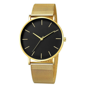 Montre de luxe hommes maille Ultra-mince acier inoxydable noir Bracelet montres homme montre horloge reloj hombre relogio masculino