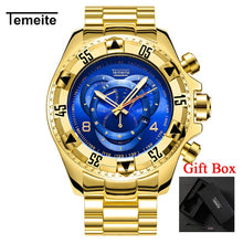 Load image into Gallery viewer, Dropshipping Temeite Men&#39;s watches Luxury Gold Watch Men Big Dial Quartz Watch Business Wristwatch Waterproof Relogio Masculino