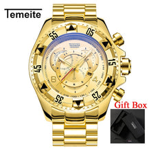 Load image into Gallery viewer, Dropshipping Temeite Men&#39;s watches Luxury Gold Watch Men Big Dial Quartz Watch Business Wristwatch Waterproof Relogio Masculino