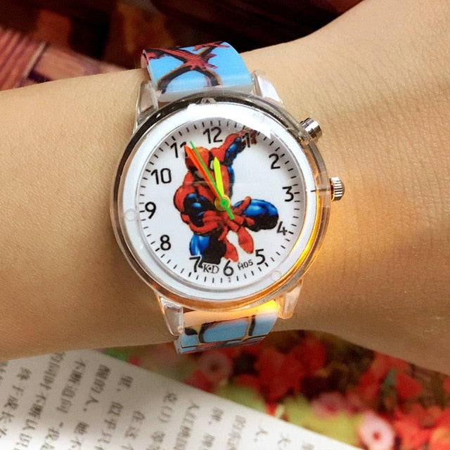 Princess Elsa Kids Watches Spiderman Colorful Light Source Boys Children Watch Girls Kids Party Gift Clock Relogio Feminino