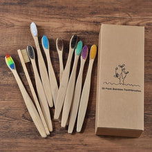 Load image into Gallery viewer, New design mixed color bamboo toothbrush Eco Friendly wooden Tooth Brush Soft bristle Tip Charcoal adults oral care toothbrush