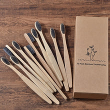 Load image into Gallery viewer, New design mixed color bamboo toothbrush Eco Friendly wooden Tooth Brush Soft bristle Tip Charcoal adults oral care toothbrush