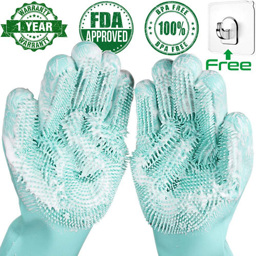Magie Silikon Geschirr Wäscher Dish Waschen Schwamm Gummi Peeling Handschuhe Küche Reinigung 1 Paar