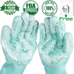 Magie Silikon Geschirr Wäscher Dish Waschen Schwamm Gummi Peeling Handschuhe Küche Reinigung 1 Paar