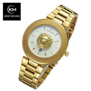 Lion head watch woman rose gold watch KEEP MOVING women top famous Brand Luxury Casual Quartz Watch relogio feminino