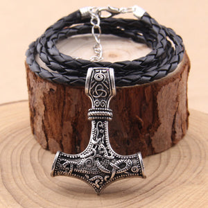 dropshipping 1pcs thor's hammer mjolnir pendant necklace viking scandinavian norse viking necklace with stainless steel chain