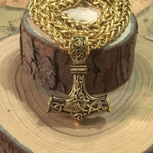 Load image into Gallery viewer, dropshipping 1pcs thor&#39;s hammer mjolnir pendant necklace viking scandinavian norse viking necklace with stainless steel chain