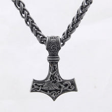 Load image into Gallery viewer, dropshipping 1pcs thor&#39;s hammer mjolnir pendant necklace viking scandinavian norse viking necklace with stainless steel chain