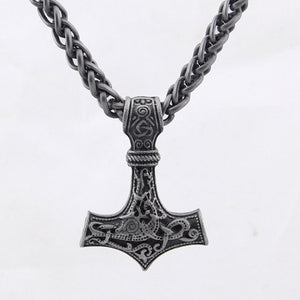 dropshipping 1pcs thor's hammer mjolnir pendant necklace viking scandinavian norse viking necklace with stainless steel chain