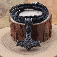 Load image into Gallery viewer, dropshipping 1pcs thor&#39;s hammer mjolnir pendant necklace viking scandinavian norse viking necklace with stainless steel chain
