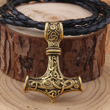 Load image into Gallery viewer, dropshipping 1pcs thor&#39;s hammer mjolnir pendant necklace viking scandinavian norse viking necklace with stainless steel chain
