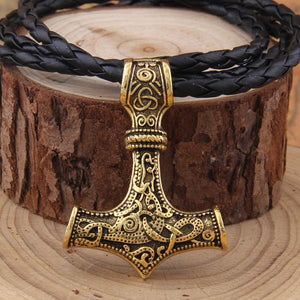 dropshipping 1pcs thor's hammer mjolnir pendant necklace viking scandinavian norse viking necklace with stainless steel chain